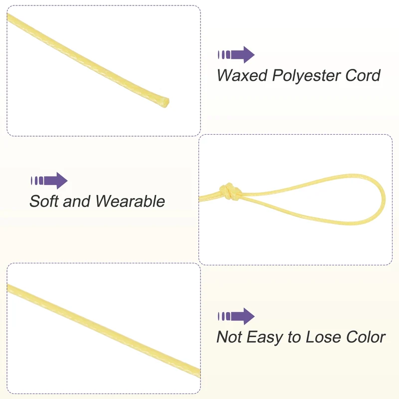 Yellow 1mm Waxed Cord 11 Yard Wax Bead Thread String for Jewelry Make