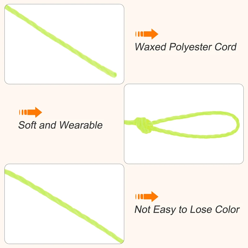 Waxed Cord 0.45mm Waxed Thread 87 Yard Wax String Cord (Fluorescent Yellow)