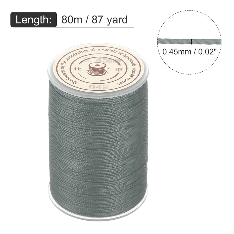 Waxed Cord 0.45mm Waxed Thread 87 Yard Wax String Leather Cord (Light Grey)