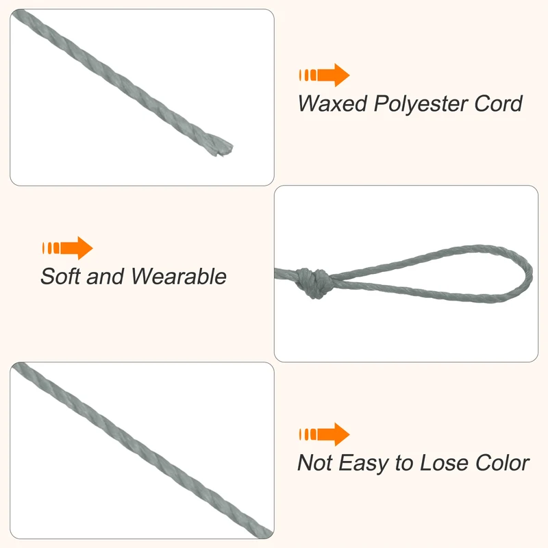 Waxed Cord 0.45mm Waxed Thread 87 Yard Wax String Leather Cord (Light Grey)