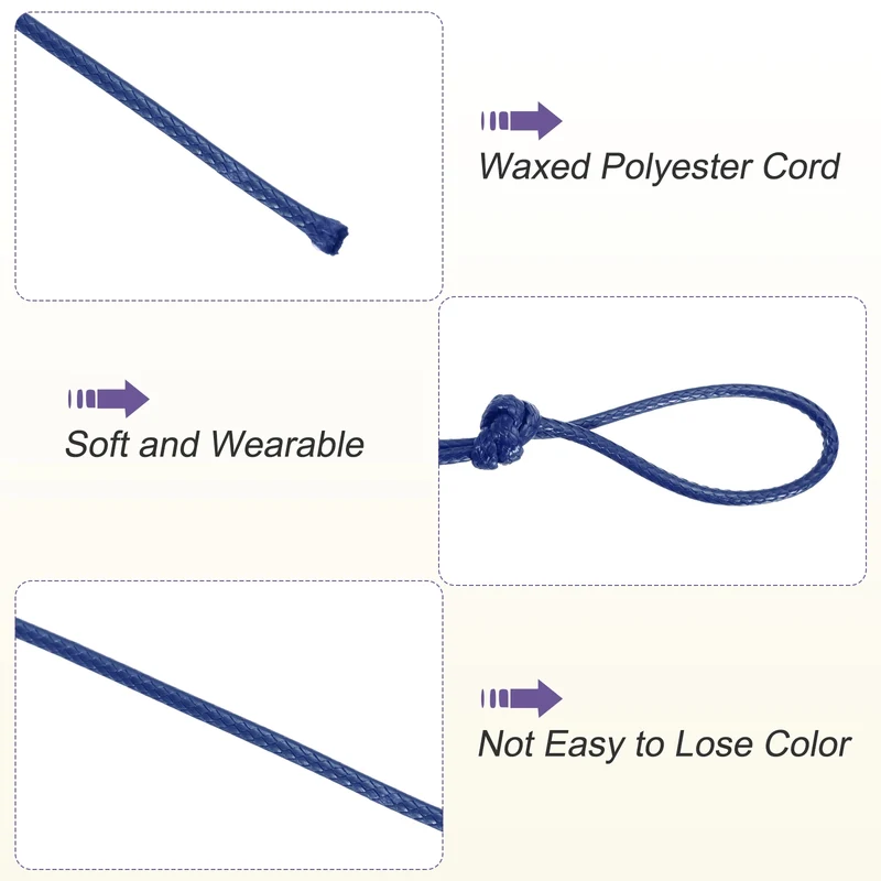 Dark Blue 2mm Waxed Cord 11 Yard Wax Bead Thread String for Jewelry Make
