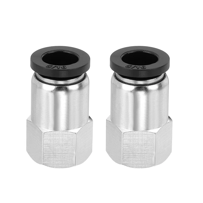 2 Pcs NPT Female 5/16 Inch OD x 1/8" NPT Thread Push to Connect Fittings, Black