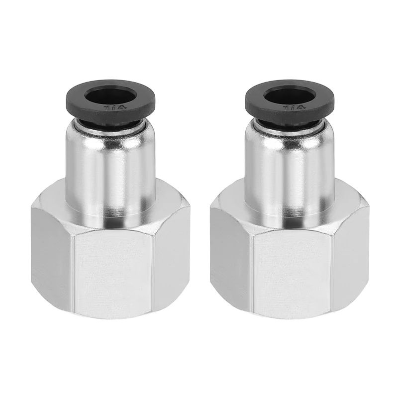 2 Pcs NPT Female 1/4 Inch OD x 3/8" NPT Thread Push to Connect Fittings, Black