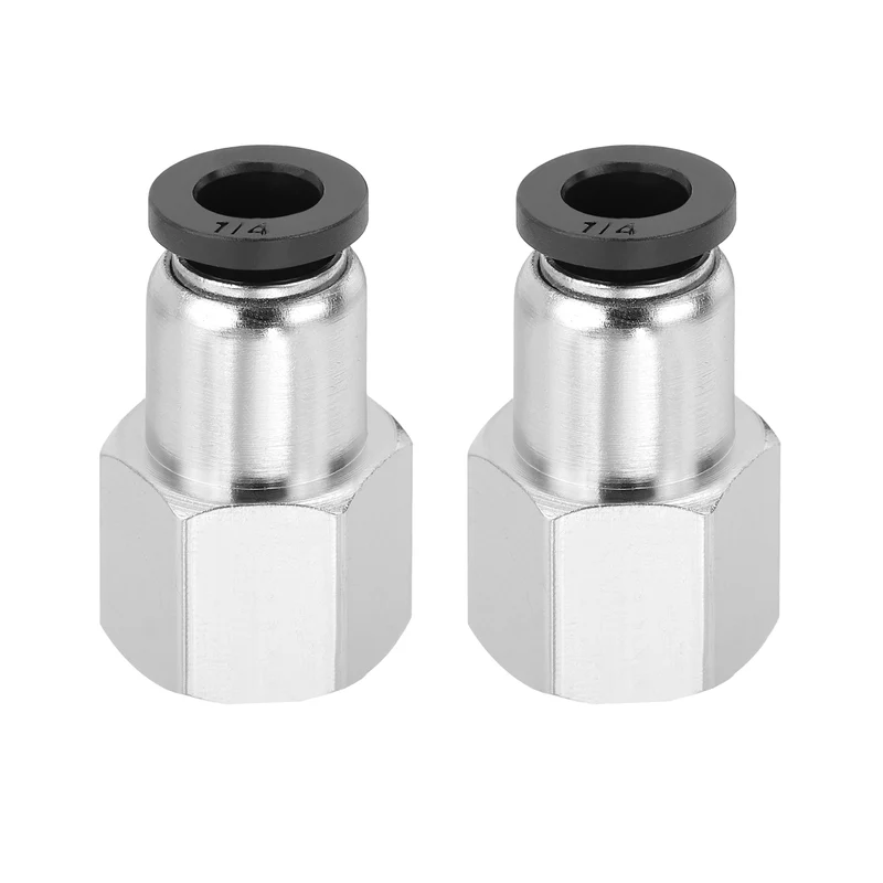 2 Pcs NPT Female 1/4 Inch OD x 1/4" NPT Thread Push to Connect Fittings, Black