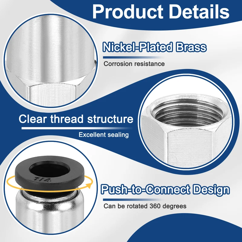 2 Pcs NPT Female 1/4 Inch OD x 1/4" NPT Thread Push to Connect Fittings, Black