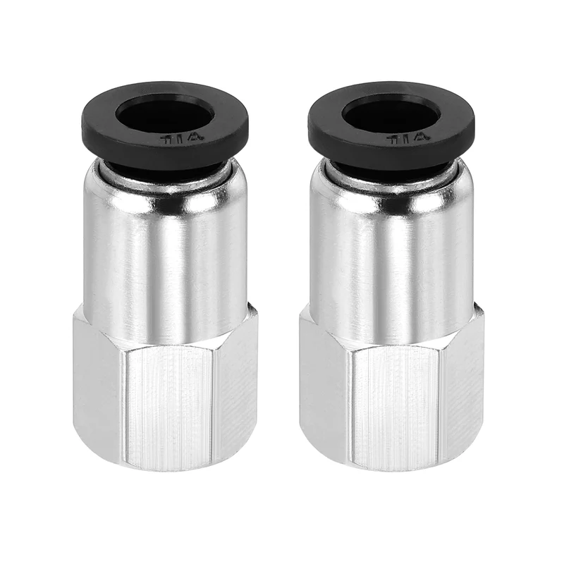 2Pcs NPT Female 1/4 Inch Tube OD x 1/8" NPT Thread Push to Connect Fitting Black