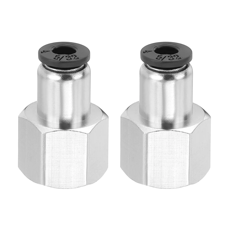 2 Pcs NPT Female 5/32 Inch OD x 1/4" NPT Thread Push to Connect Fittings, Black