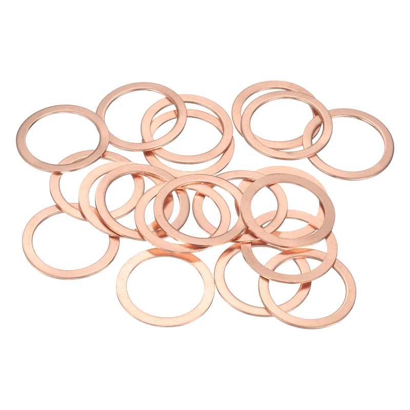 22 Pcs Flat Copper Washers, 25x32x1mm Copper Flat Sealing Crush Ring Washers