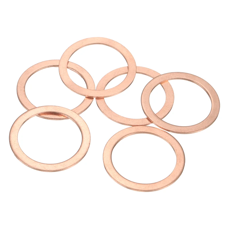 6 Pcs Flat Copper Washers, 25x32x1mm Copper Flat Sealing Crush Ring Washers