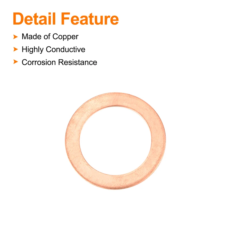 6 Pcs Flat Copper Washers, 25x32x1mm Copper Flat Sealing Crush Ring Washers