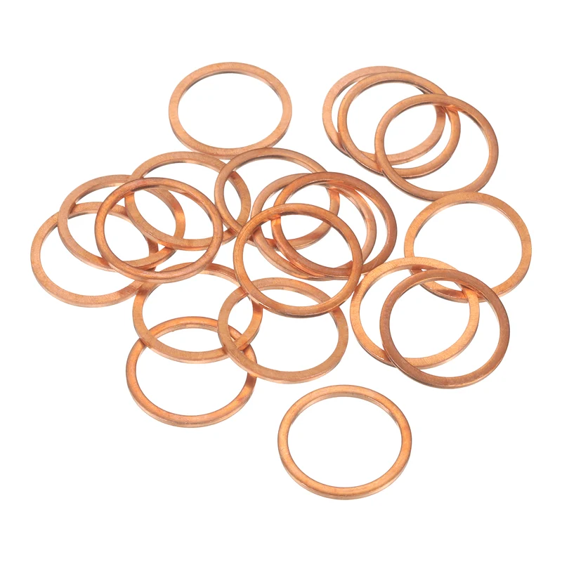 22 Pcs Flat Copper Washers, 25x30x2mm Copper Flat Sealing Crush Ring Washers