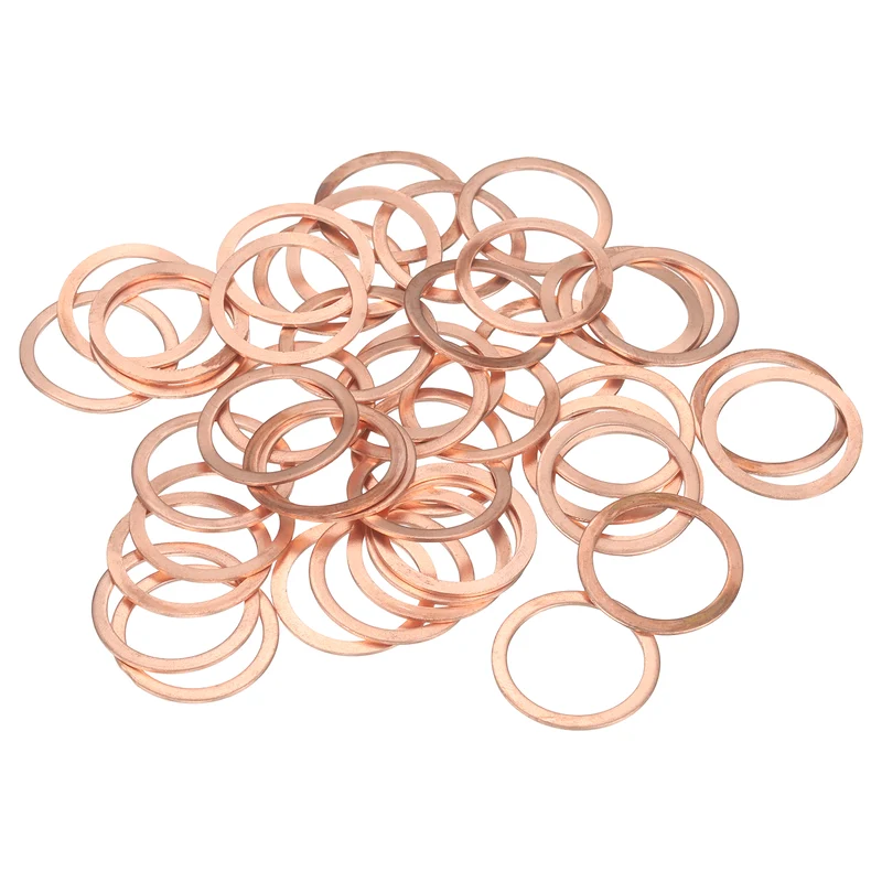 52 Pcs Flat Copper Washers, 22x28x1mm Copper Flat Sealing Crush Ring Washers