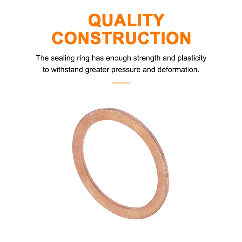 52 Pcs Flat Copper Washers, 22x28x1mm Copper Flat Sealing Crush Ring Washers