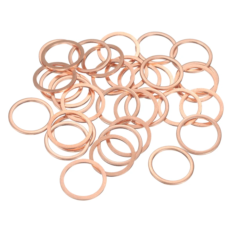 52 Pcs Flat Copper Washers, 22x27x1.5mm Copper Flat Sealing Crush Ring Washers