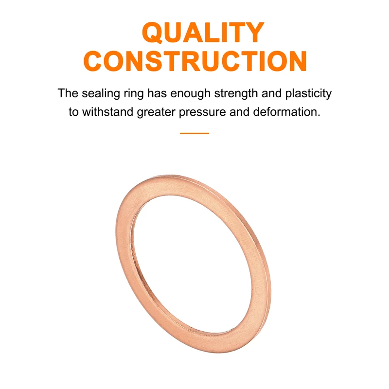 52 Pcs Flat Copper Washers, 22x27x1.5mm Copper Flat Sealing Crush Ring Washers