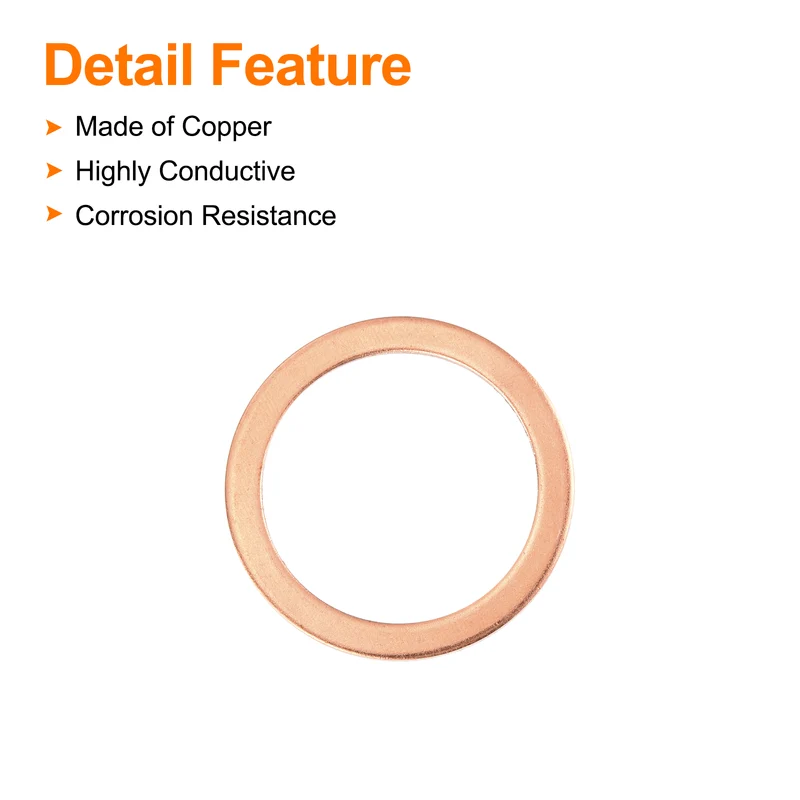 52 Pcs Flat Copper Washers, 22x27x1.5mm Copper Flat Sealing Crush Ring Washers