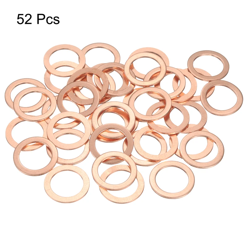 52 Pcs Flat Copper Washers, 20x28x1.5mm Copper Flat Sealing Crush Ring Washers