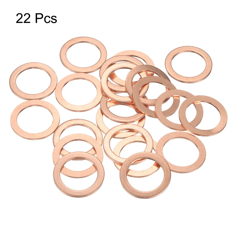 22 Pcs Flat Copper Washers, 20x28x1.5mm Copper Flat Sealing Crush Ring Washers