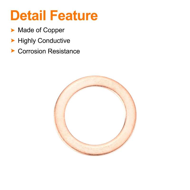 22 Pcs Flat Copper Washers, 20x28x1.5mm Copper Flat Sealing Crush Ring Washers