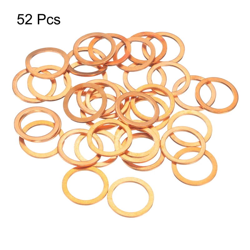 52 Pcs Flat Copper Washers, 20x26x1.5mm Copper Flat Sealing Crush Ring Washers