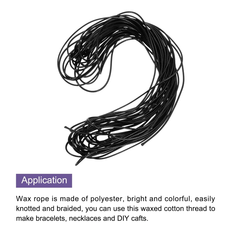 Black 1mm Waxed Cord 11 Yard Wax Bead Thread String for Jewelry Make