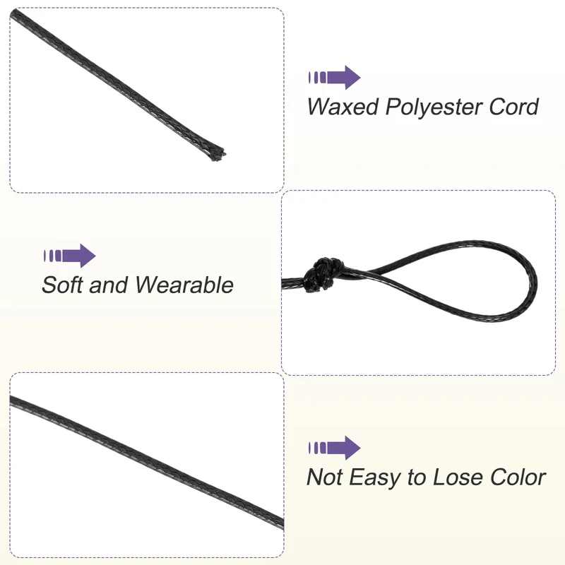 Black 1mm Waxed Cord 11 Yard Wax Bead Thread String for Jewelry Make