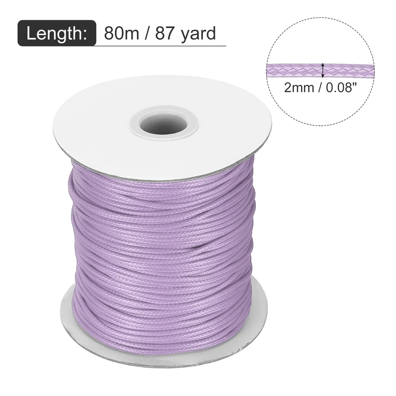 Waxed Cord 2mm Waxed Thread 87 Yard Wax String Leather Cord (Violet)