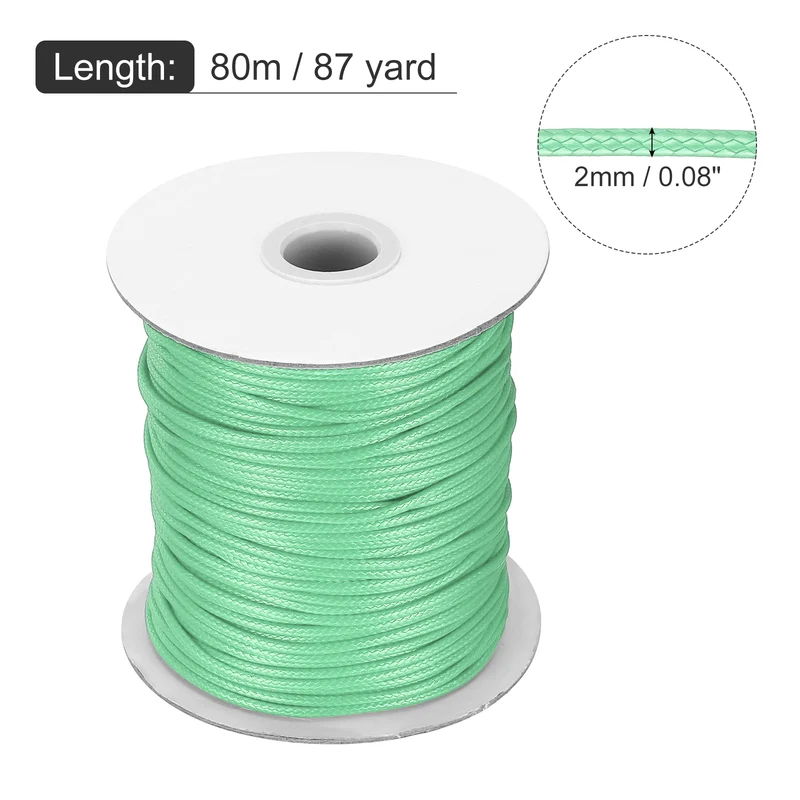 Waxed Cord 2mm Waxed Thread 87 Yard Wax String Leather Cord (Mint Green)