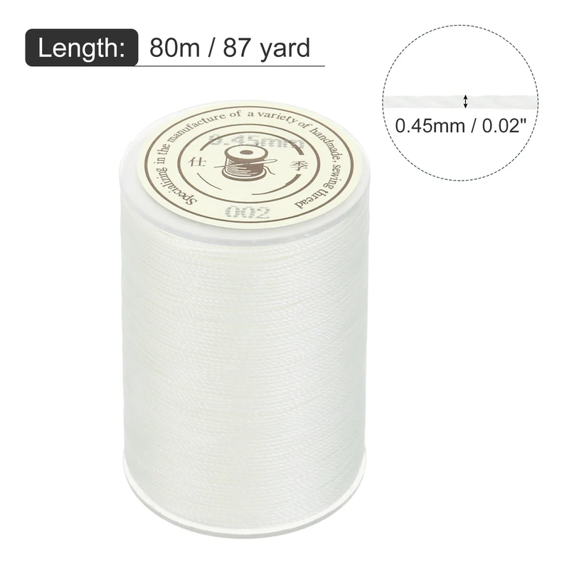 Waxed Cord 0.45mm Waxed Thread 87 Yard Wax String Leather Cord (Pure White)