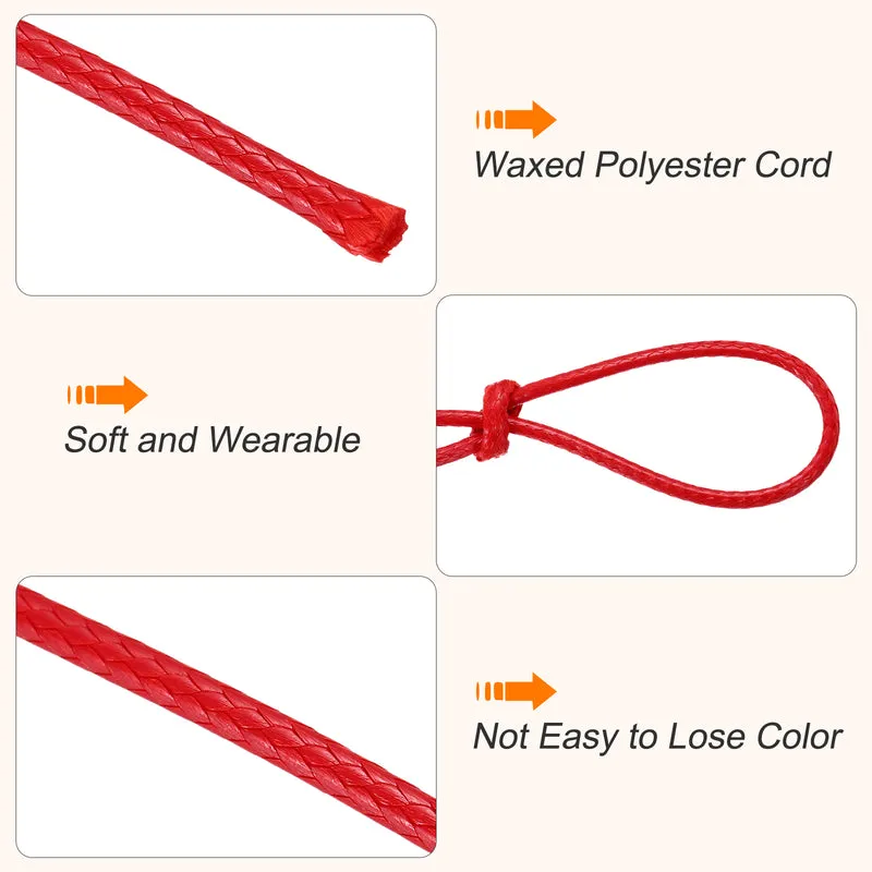Waxed Cord 1mm Waxed Thread 87 Yard Wax String Leather Cord (Red)