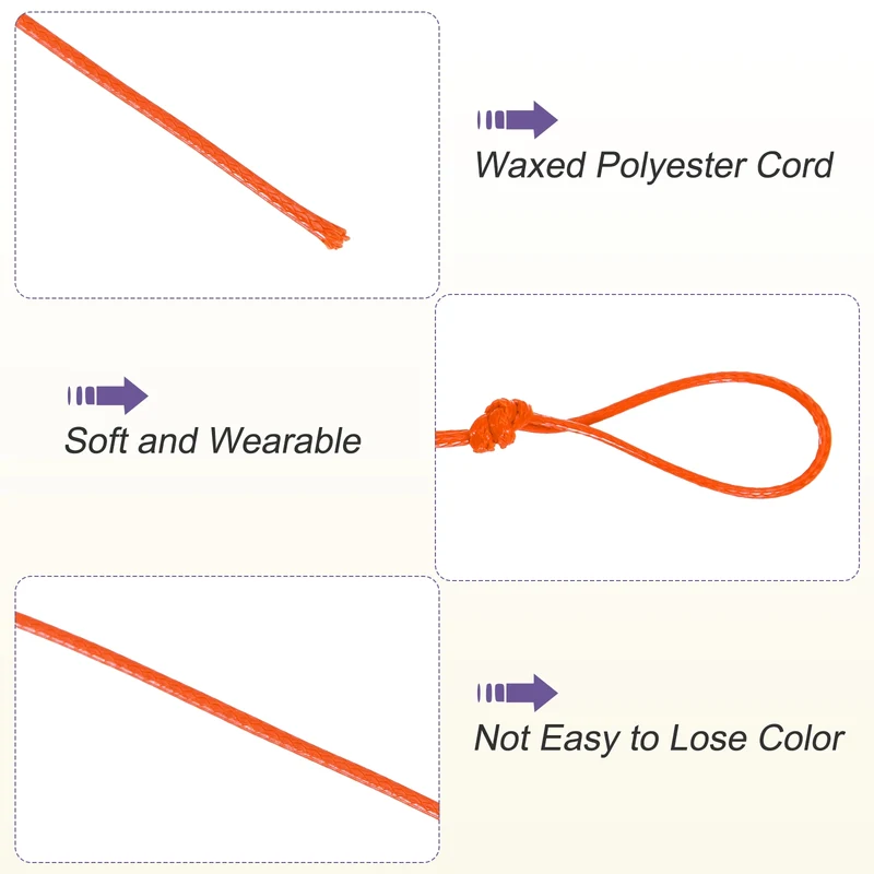 Orange 1mm Waxed Cord 11 Yard Wax Bead Thread String for Jewelry Make