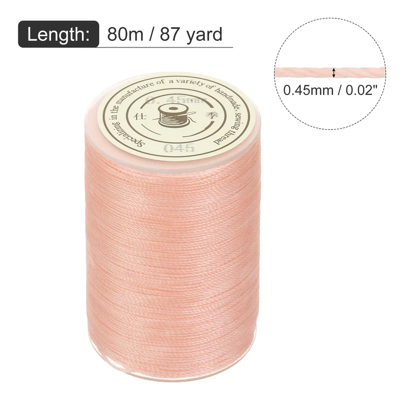 Waxed Cord 0.45mm Waxed Thread 87 Yard Wax String Leather Cord (Light Pink)