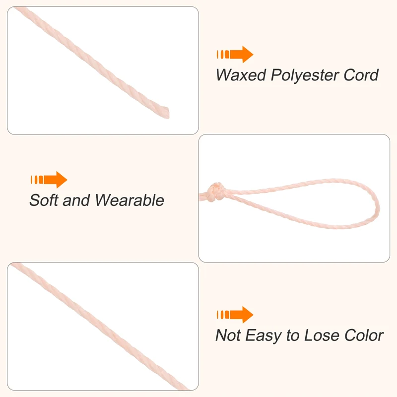 Waxed Cord 0.45mm Waxed Thread 87 Yard Wax String Leather Cord (Light Pink)