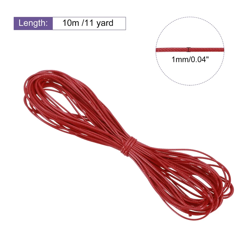 Dark Red 1mm Waxed Cord 11 Yard Wax Bead Thread String for Jewelry Make