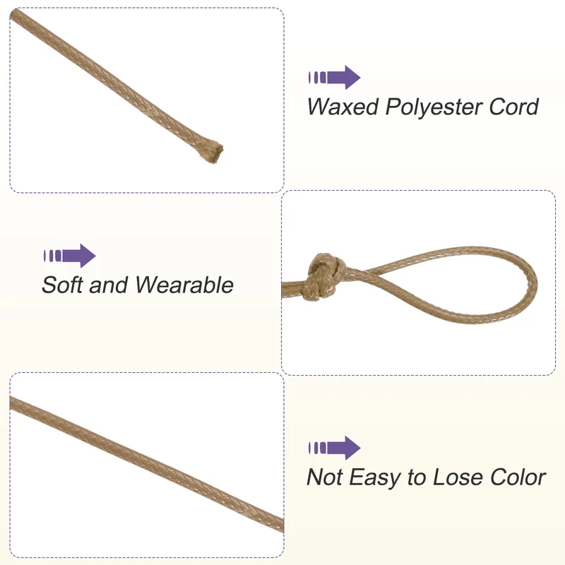 Khaki 2mm Waxed Cord 11 Yard Wax Bead Thread String for Jewelry Make