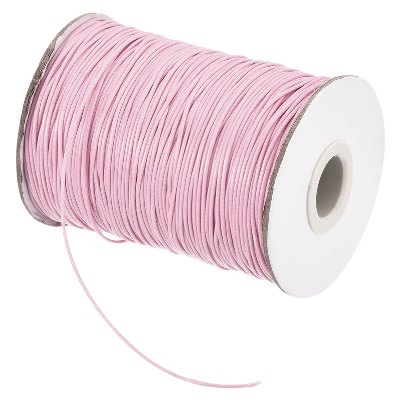 Light Pink 0.8mm Waxed Cord 175 Yard Wax Bead Thread String for Jewelry Make