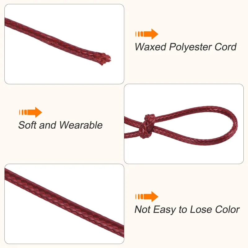Dark Red 0.5mm Waxed Cord 175 Yard Wax Bead Thread String for Jewelry Making