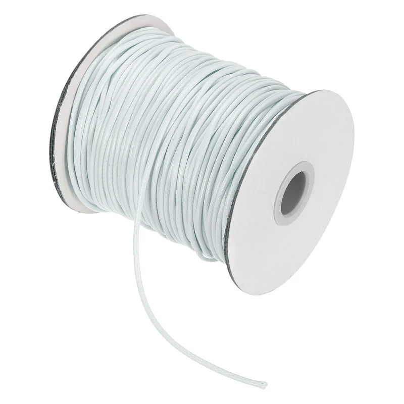 Waxed Cord 2mm Waxed Thread 87 Yard Wax String Leather Cord (Milk White)