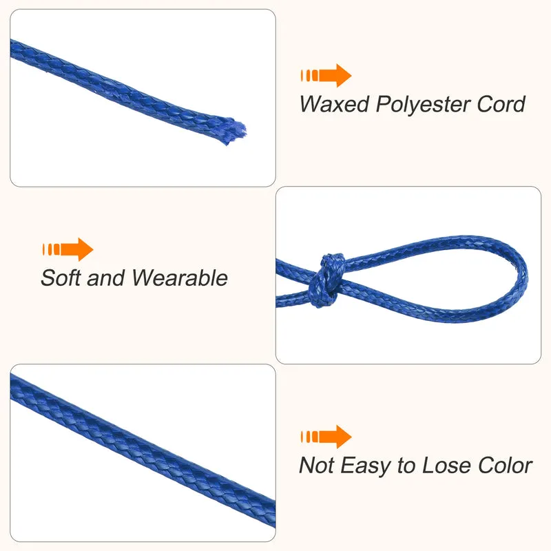 Dark Blue 2mm Waxed Cord 87 Yard Wax Bead Thread String for Jewelry Making