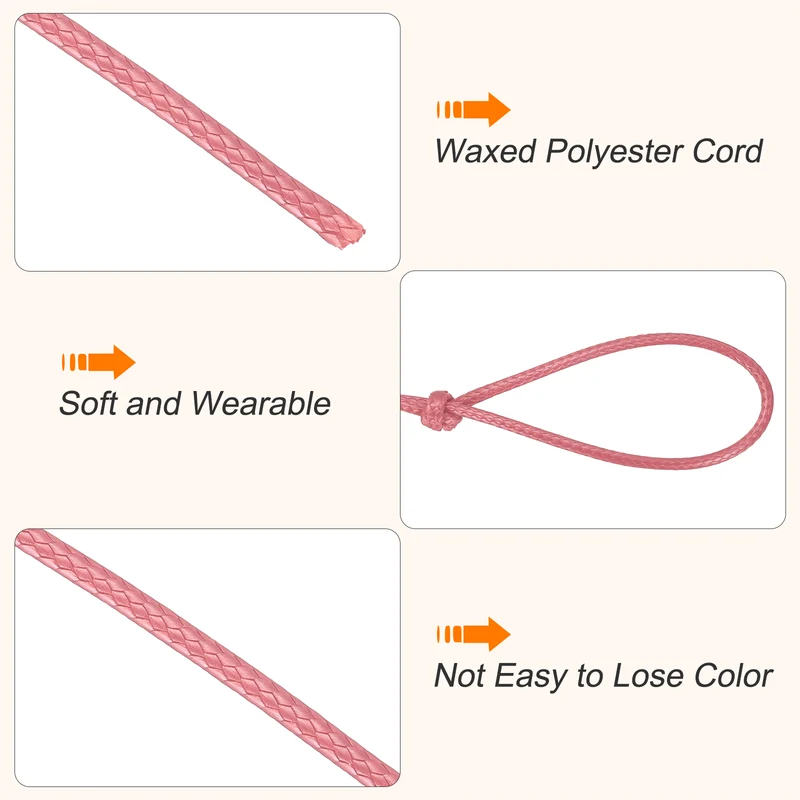 Waxed Cord 3.5mm Waxed Thread 44 Yard Wax String Leather Cord (Watermelon Red)