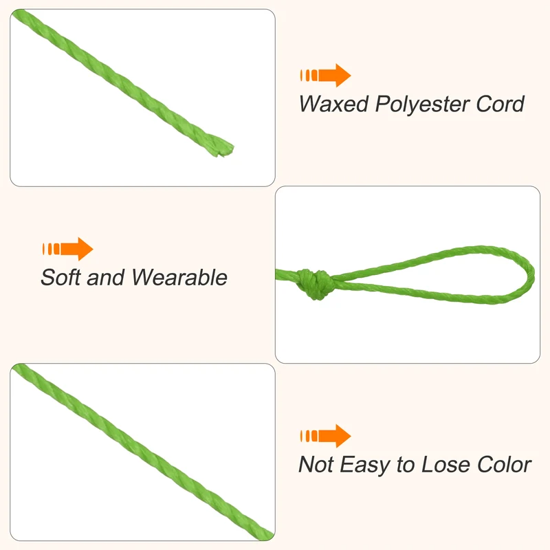 Waxed Cord 0.45mm Waxed Thread 87 Yard Wax String Leather Cord (Green)
