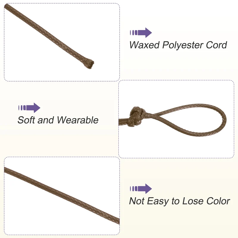 Brown 2mm Waxed Cord 11 Yard Wax Bead Thread String for Jewelry Make