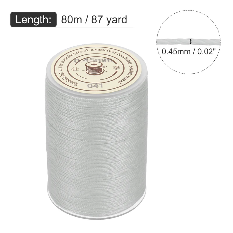 Waxed Cord 0.45mm Waxed Thread 87 Yard Wax String Leather Cord (Beige Gray)