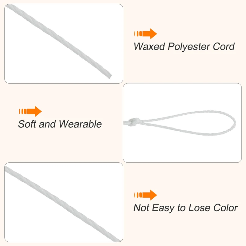 Waxed Cord 0.45mm Waxed Thread 87 Yard Wax String Leather Cord (Beige Gray)