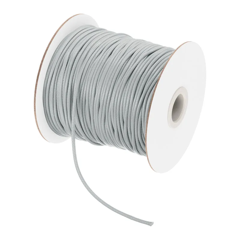 Light Grey 2mm Waxed Cord 87 Yard Wax Bead Thread String for Jewelry Making
