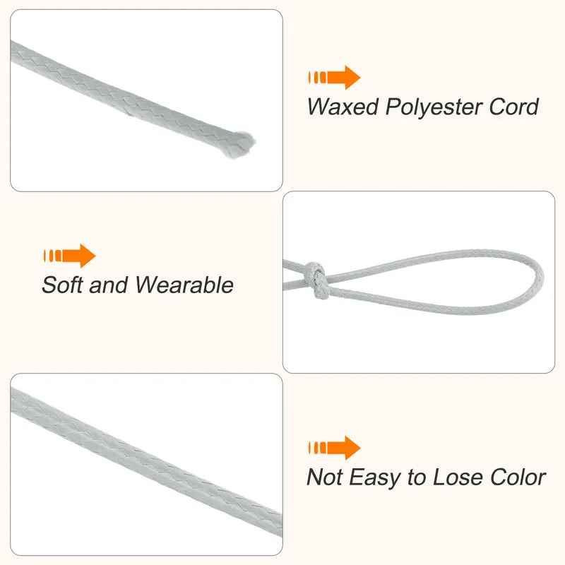Light Grey 2mm Waxed Cord 87 Yard Wax Bead Thread String for Jewelry Making