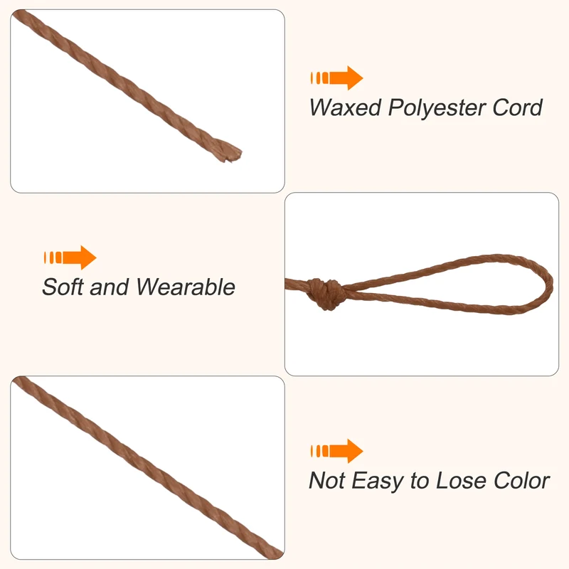 Waxed Cord 0.45mm Waxed Thread 87 Yard Wax String Leather Cord (Light Brown)