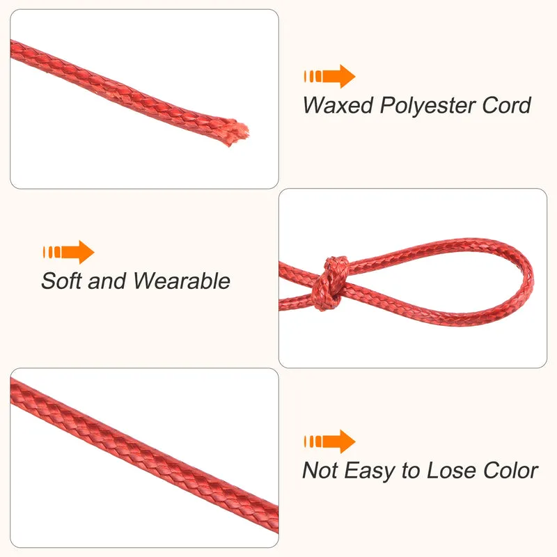 Red 2mm Waxed Cord 87 Yard Wax Bead Thread String for Jewelry Making