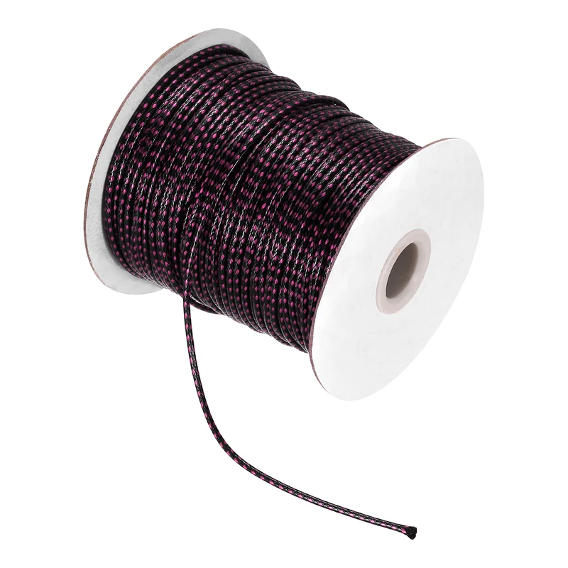 Waxed Cord 2mm Waxed Thread 87 Yard Wax String Cord (Light Rose Red/Black)