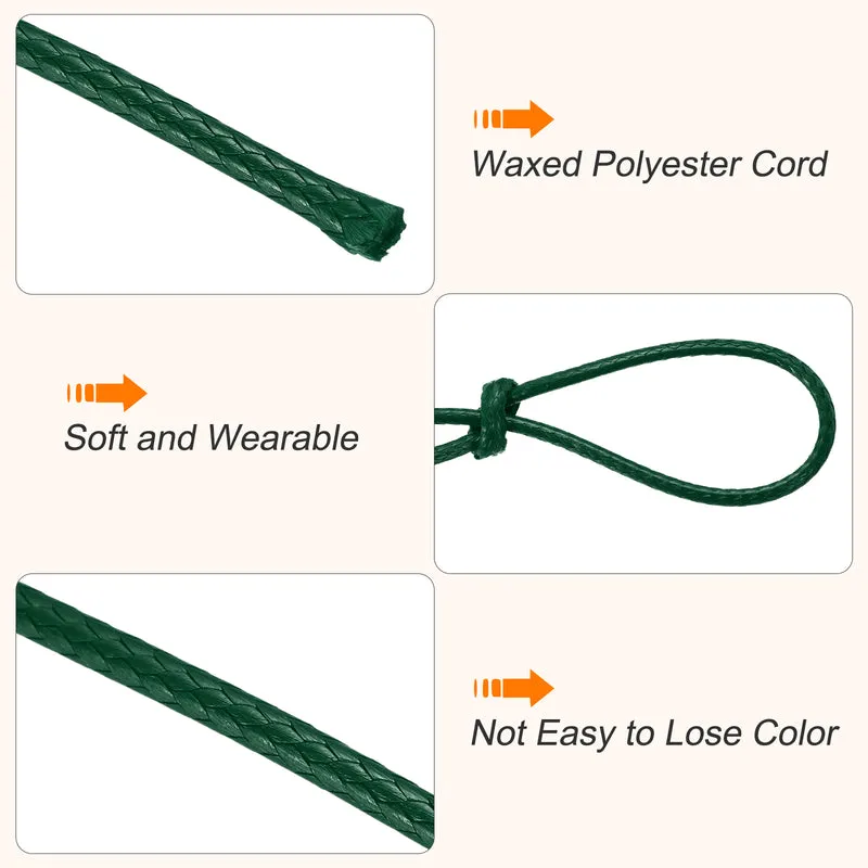 Waxed Cord 1mm Waxed Thread 87 Yard Wax String Leather Cord (Dark Green)